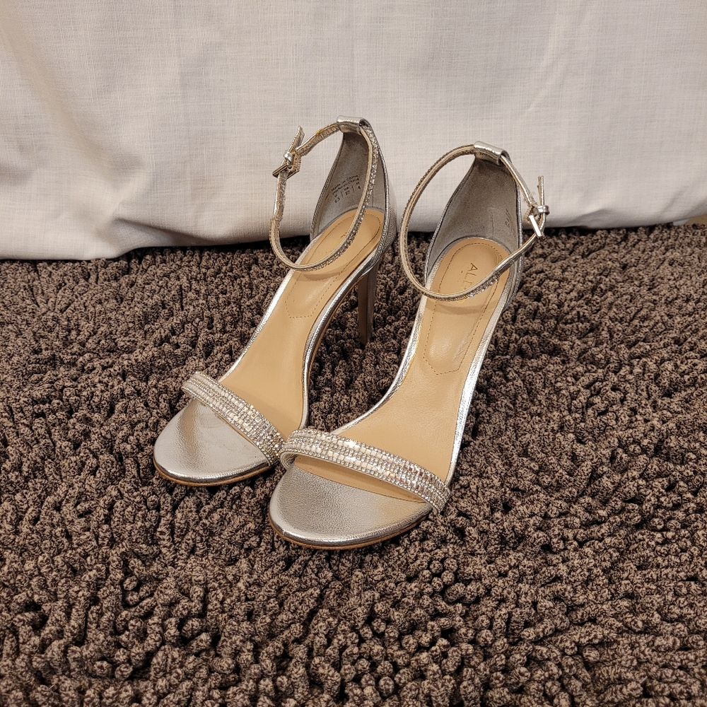 Aldo Silver Stiletto Heeled Sandals